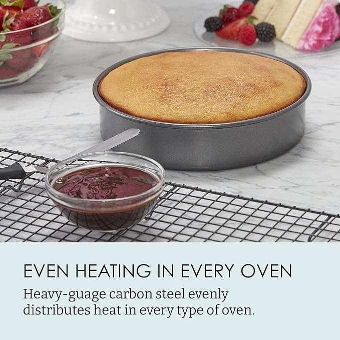 Chicago Metallic Professional Nonstick Round Cake Pan Set, 3-Piece Bakeware Set with 6 Inch, 8 Inch, and 10 Inch Pans, Heavy-Weight Aluminized Steel for Even Baking