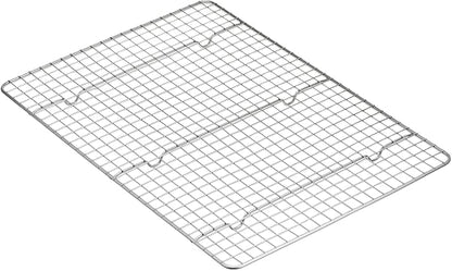 Amazon Basics Ceramic Nonstick Baking Sheets & Cooling Rack Set, Dishwasher Safe, Oven Safe, Half Sheet Size, Gray, 2-Pack