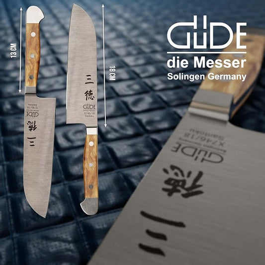 Güde Alpha Olive Series Hand Forged/Sharpened Santoku Knife, 7-in - Ice Hardened Steel - Made in Solingen, Germany Since 1910