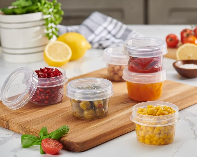 PLASTICPRO 6 Pack Twist Cap Food Storage Containers with Clear Screw on Lid- 4 oz Reusable Meal Prep Containers - Small Freezer Containers Microwave Safe Clear Plastic Food Storage