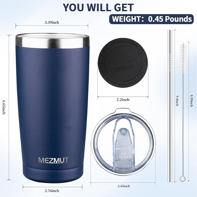 MEZMUT 20oz Tumbler Coffee Travel Mug with Lid and Straw, 4 Pack Stainless Steel Double Wall Vacuum Spill Proof Insulated Tumbler, Hot or Iced Coffee Cups for Drinks (4Pcs, Mixed2)