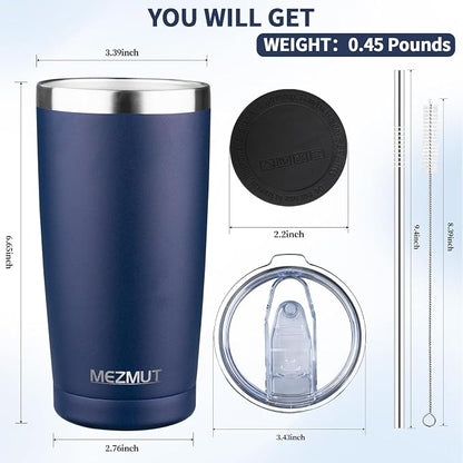 MEZMUT 20oz Tumbler Coffee Travel Mug with Lid and Straw, 4 Pack Stainless Steel Double Wall Vacuum Spill Proof Insulated Tumbler, Hot or Iced Coffee Cups for Drinks (4Pcs, Mixed2)