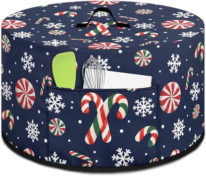Candy Canes Snowflakes Slow Cooker Dust Cover Compatible with 6-8 qt Crock for Pot Peppermint Candies Small Kitchen Appliance Decor Dust Cover