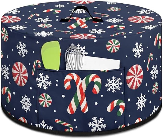 Candy Canes Snowflakes Slow Cooker Dust Cover Compatible with 6-8 qt Crock for Pot Peppermint Candies Small Kitchen Appliance Decor Dust Cover