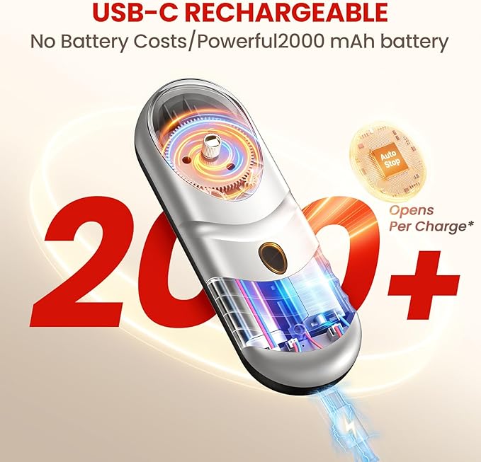 Electric Can Opener One Touch Automatic Can Opener for Seniors, Rechargeable Smooth Edge Can Opener with Magnetic Cover Catch, Food Safe Kitchen Gadget for Arthritis Hands
