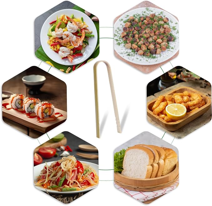KALIONE 20 Pcs Mini Wooden Tongs Disposable Cooking Utensils Bamboo Tongs Disposable Tongs, 4 Inch Buffet Tongs Cooking Tongs for Cooking Bamboo Toast Tongs Bread Pickles Home Use, 10x0.9cm