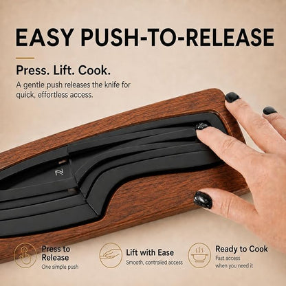 NestKnife Magnetic Kitchen Knife Set - 4 Piece VG10 High Carbon Stainless Steel Kitchen Knives with Patented Space-Saving Nesting Design & Magnetic Block - Ultra Sharp Professional Chef Knife Set