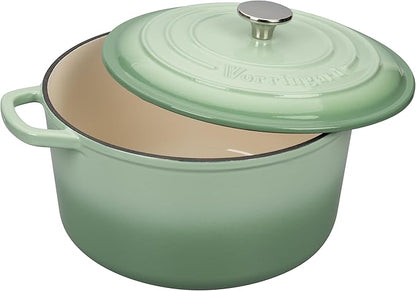 VORRINGARD Enameled Cast Iron Dutch Oven Pot with Lid, for Sourdough Bread Baking, Round Dutch Ovens, 4.5 Quart, Green