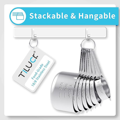 TILUCK Stainless Steel Measuring Cups Set,Kitchen Gadgets for Cooking & Baking,Set of 7