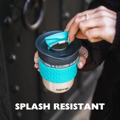 Travel Mug Loose Tea Infuser - Detachable Tea Strainer with Spillproof Lid - BPA-Free Reusable Glass Travel Coffee Cup with Silicone Band (Pink, 12oz)