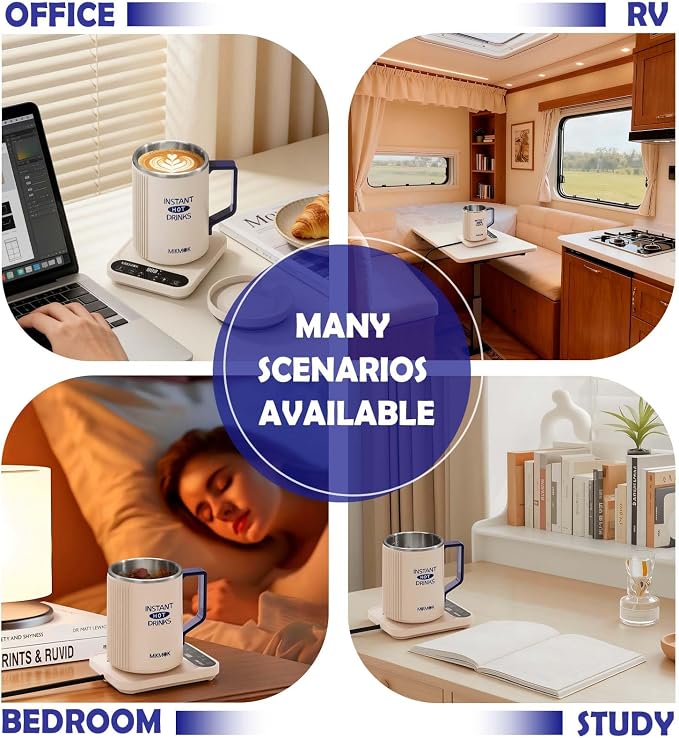 MIKMOK Small Electric Kettle, Desktop Water Heater Mug 400ML, Fast Heating | 300W Heating Coffee Cup, 104-212℉ Temperature Control , LED Display, SUS304 Small Hot Water Dispenser for Office Study Dorm