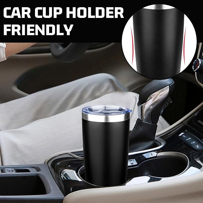 20oz Tumbler with Lid Double Wall Vacuum Insulated Travel Coffee Mug Stainless Steel Thermal Cup Powder Coated Sturdy Coffee Tumbler Bulk for Hot and Cold Beverages (Multicolor-2,6)