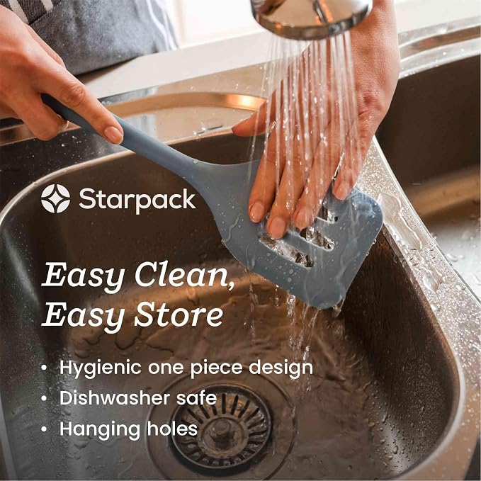 Starpack 'Head Turner' XL Premium Silicone Turner and Slotted Spatula - 13.5" Turning Spatulas High Heat Resistant to 600°F - Silicone Slotted Spatulas for Cooking - Non Stick Rubber Turning Spatula