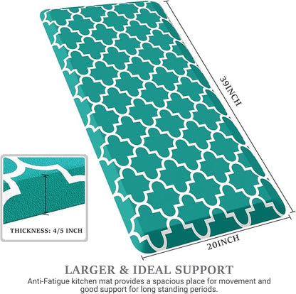WISELIFE Anti Fatigue Floor Mat - 4/5 Inch Thick Kitchen Mat Non Slip Waterproof Heavy Duty Ergonomic Comfort Mat Durable for Home, Office, Sink, Laundry,(20" x 39", Green)