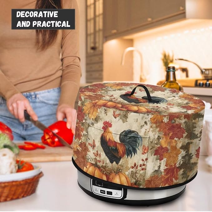 Pumpkins Rooster Slow Cooker Cover Protection Crock for Pot Dust Cover Fits for Most 6-8 Quart Slow Cooker Dustproof Small Appliance Accessories
