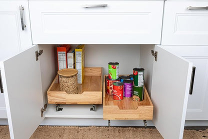Household Essentials Artisan Natural Wood & Steel Pull-Out Organizer
