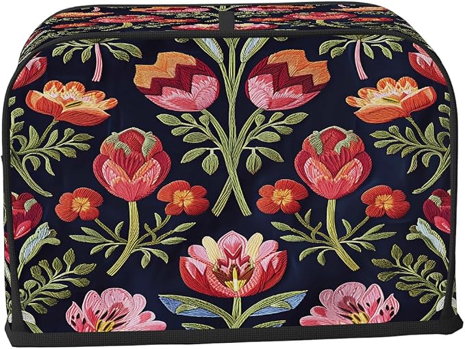 Toaster Cover 2 Slice Wide Slot Flower Floral RedBread Toaster Oven Dustproof Cover Small Appliance Kitchen Covers Dust and Fingerprint Protection for Women Gift 2 Slice