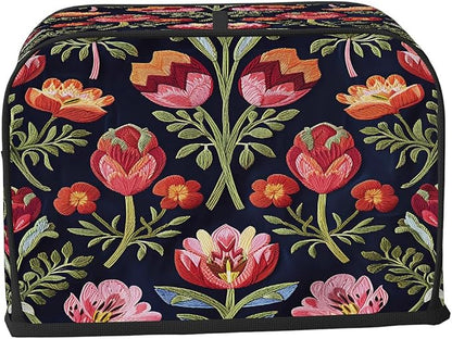 Toaster Cover 2 Slice Wide Slot Flower Floral RedBread Toaster Oven Dustproof Cover Small Appliance Kitchen Covers Dust and Fingerprint Protection for Women Gift 2 Slice