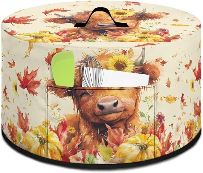 Pumpkins Highland Cow Slow Cooker Dust Cover Compatible with 6-8 qt Crock for Pot Oval Slow Cooker Cover Dustproof Kitchen Appliance Accessories Sunflowers