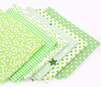 Fat Quarter Fabric Bundles Pre-Cut Quilting Cotton Twill Striped Printed Assortments Craft Cloth Bundle Squares DIY for Sewing Crafting Rose Flavor(Green,18 by 20.5Inch)
