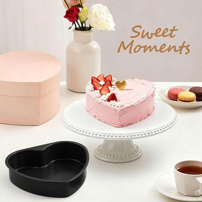 E-far 8 Inch Heart Cake Pan, 2Pcs Nonstick Heart Shaped Cake Mold, Cake Tin Baking Pan for Valentine’s Day Anniversaries Wedding Birthday, Easy Release & Clean