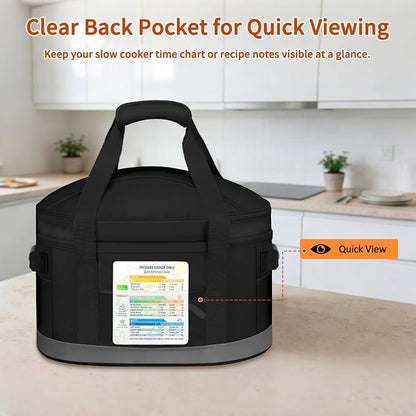 DEEGO Carrying Bag for Crock-Pot 6-8 Quart, 2-Layer Insulated Portable Slow Cooker Bags with Support Pad, Lid Fasten Straps & Easy-Clean Liner, for Family Gatherings Potlucks, Gifts for Women