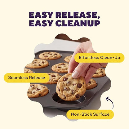 Wilton Gold Non-Stick Muffin Top Pan - Perfect for Muffin Tops, Egg Bites & Mini Layered Cakes - Made without PFAS & Scratch Resistant - 11 x 16 Inch
