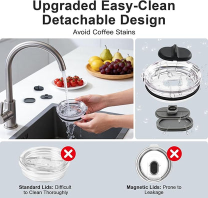 RAYMYLO Insulated Travel Coffee Tumbler 20oz, Detachable & Spill-Proof Slider Lid for Thorough Clean, Stainless Steel Reusable Coffee Mug with Lid Fits Most Car Cup Holder & BPA Free