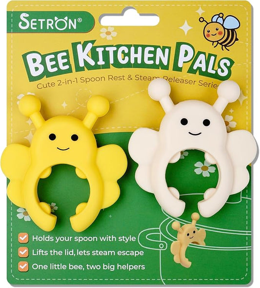 Bee Spoon Holder Cute Spoon Rest for Stove Top, Steam Releaser & Lid Lifter – Heat Resistant Silicone Cooking Gadget, Fun Kitchen Accessories, Unique Cooking Gift