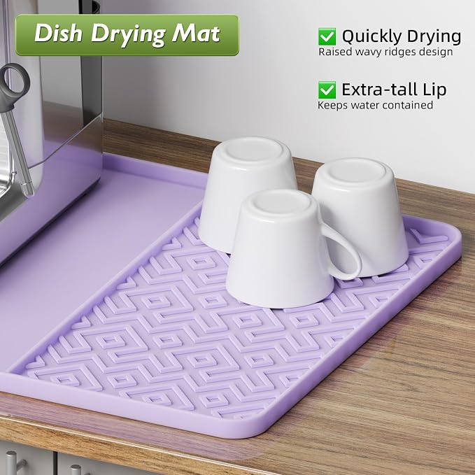 Silicone Coffee Mat with Raised Edges 19" x 12" – Waterproof Countertop Mat, Coffee Maker Pad, Espresso Machine Mat, Heat Resistant Dish Drying Mat