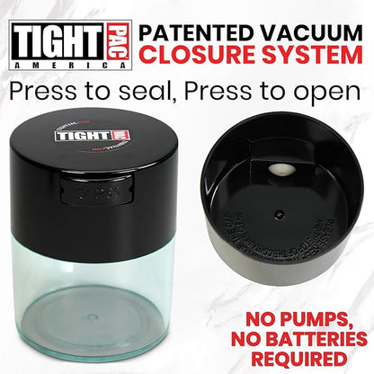 Tightvac - Premium Airtight Herb Storage Container - Holds ½ oz to 3 ounces - Keep Your Herbs and Dry Goods Fresh and Flavorful. Clear Black