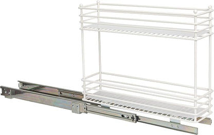 Household Essentials White Steel Artisan Organizer with Plastic Liners, 2-Tier Pull-Out