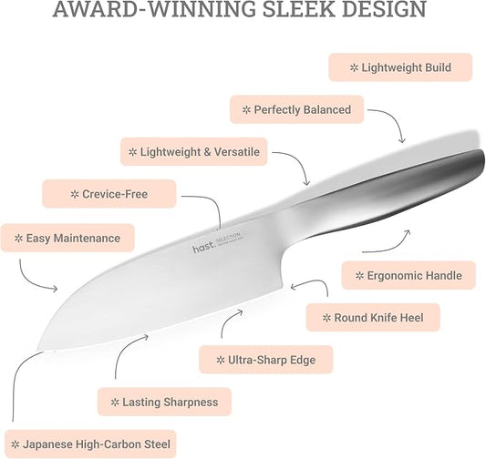 HAST 6.3-inch Santoku Knife, Ultra-Sharp, Premium Japanese Carbon Steel, Lightweight, Ergonomic & Award-Winning Design