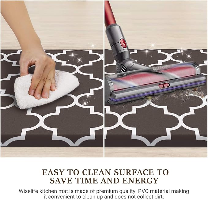WISELIFE Anti Fatigue Floor Mat - 4/5 Inch Thick Kitchen Mat Non Slip Waterproof Heavy Duty Ergonomic Comfort Mat Durable for Home, Office, Sink, Laundry,(24" x 70", Chocolate)