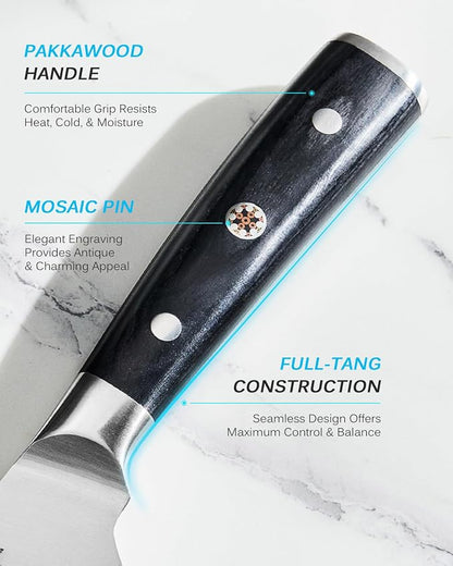 KYOKU 6.5" Boning Knife for Meat Cutting, Samurai Series Filet Knife with Pakkawood Handle, Japanese Style High Carbon Steel, Full Tang Kitchen Knife for Lamb Chop Pork Shoulder with Sheath and Case