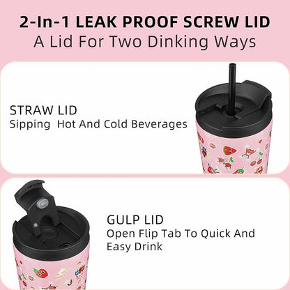BJPKPK 34oz Stainless Steel Insulated Tumbler With lid And Straw Travel Coffee Thermal Tumblers Cup For Women And Men,Passionate Pink