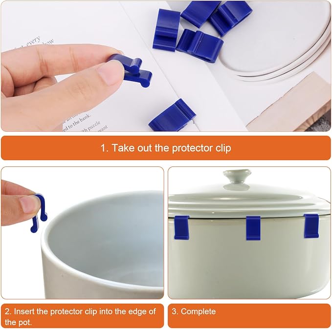 Gosknor 12pcs Dutch Oven Lid Protector Clips, Premium Silicone Pot Cookware Protector Clips Practical Pots Accessories for Storage Stacking & Display Dutch Oven (Blue)