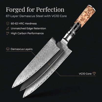 Tidal Black - 8" Chef Knife - Damascus
