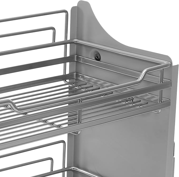 2-Tier Cabinet Pull-Down Shelf, Heavy Duty Space-saving Cabinet Organizer Dual Tier Wall Mounted Pantry Storage Stainless Steel Pull-Down Organizers for 22.13-22.44 Inch Interior Width Cabinet