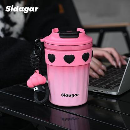 SDGA+ 12 oz Travel Coffee Mug Spill Proof Leak Proof, Stainless Steel Thermal Coffee Cup with Lid, Resuable Cup for Hot and Cold, Portable Tumbler for Women, Pink
