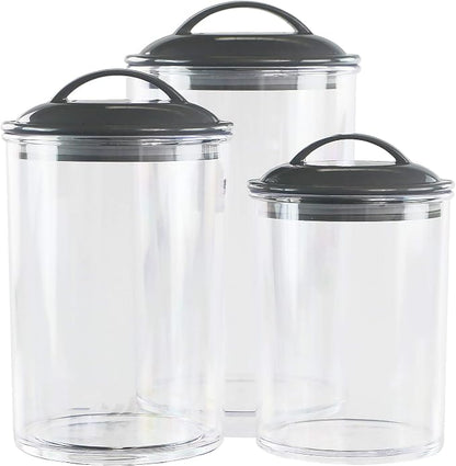 Food Storage Containers, BPA Free Airtight Canisters for Cereal, Pasta, Sugar, Coffee, Flour, Cookies, Loose Tea, for Kitchen Organization by Reston Lloyd, Set of 3, Charcoal Gray