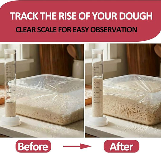 Sourdough Aliquot Jar Set, Glass Fermentation Tracker Tube with 0–150% Scale, Precision Sourdough Starter Kit for Dough Rise, Bread Proofing, Home Baking Supplies (1 Pack)