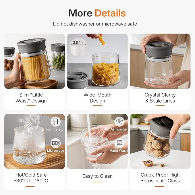 2-Pack Airtight Mason Jar with Silicone Ring, Upgraded Glass Storage Jars with lids, 17oz Wide Mouth Food Jars & Canisters for Coffee Grounds, Creamer, Candy, Sugar