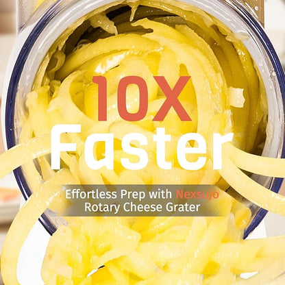 Rotary Cheese Grater Hand Crank, 3 Blades Slicer Shredder, Cheese Grater for Kitchen, Multi-Functional Kitchen Tool for Vegetables, Nuts, Chocolate, with Strong Suction Base, White