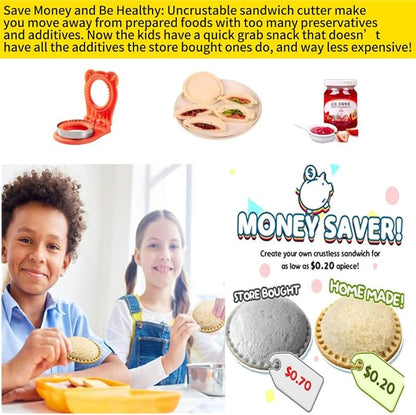 CHICHAUS Uncrustable Sandwich Maker,Sandwiches Pocket Circle Shape 3.7Inch Sandwich Cutter and Sealer,Sandwich Cutter for Kids Breakfast and lunchboxes (Orange)
