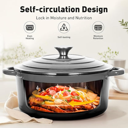 MAISON ARTS 7 Piece Enameled Cast Iron Cookware Set, Induciton Dutch Oven Pot with Lid, Grey Non Toxic Pots and Pans set, PFOA-PFOS Free
