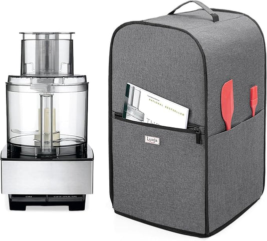 Luxja Food Processor Cover Compatible with Cuisinart and Hamilton Beach 11-14 Cup Processor, Food Processor Dust Cover with Accessories Pockets, Gray