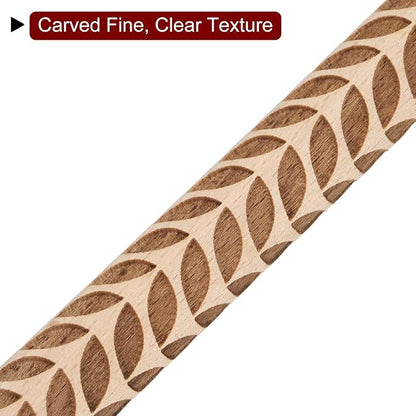 HARFINGTON Wood Clay Roller 4" Leaf Pattern Rolling Pins Wood Rollers Pottery Tools Wood Grain Texture Rollers for Clay Baking Dough Playdough DIY