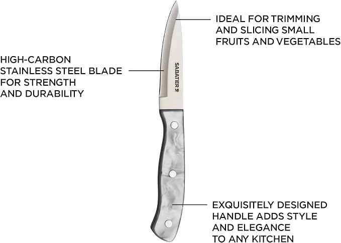 Sabatier Triple Riveted Paring Knife, 3.5-Inch, High-Carbon Stainless Steel, Razor-Sharp Kitchen Knife to Cut Fruit, Vegetables and more, Gray