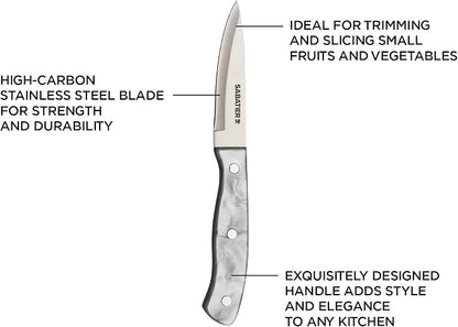 Sabatier Triple Riveted Paring Knife, 3.5-Inch, High-Carbon Stainless Steel, Razor-Sharp Kitchen Knife to Cut Fruit, Vegetables and more, Gray